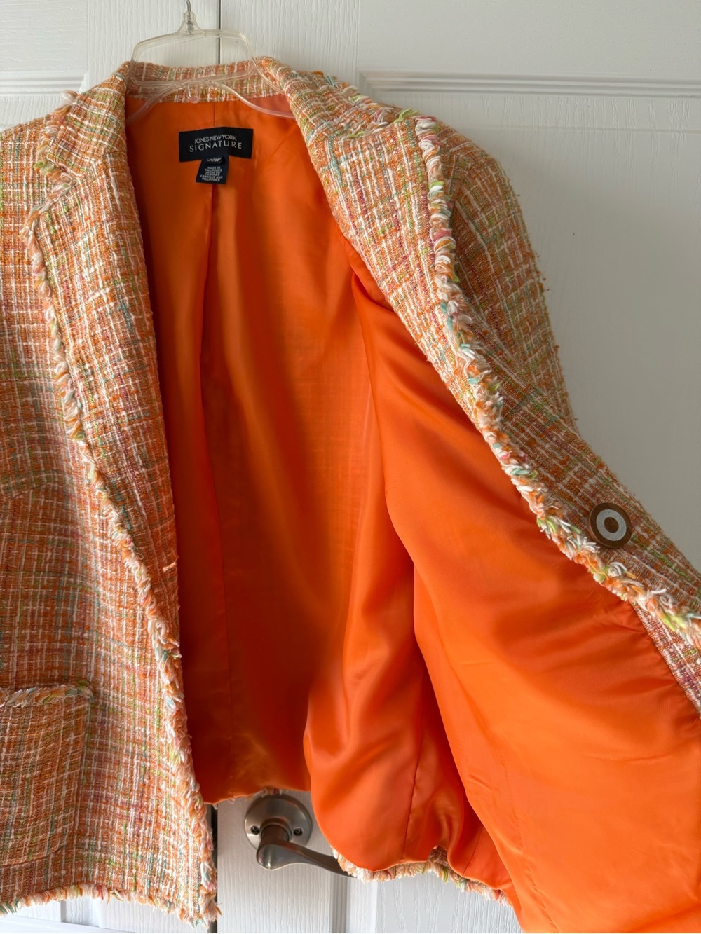 Jones New York Signature Orange Tweed Lined Blazer W/ Front Pockets Size 20W - Picture 4 of 13